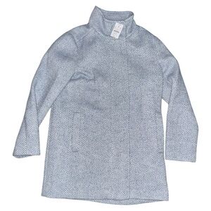 J. Crew Blue & White Herringbone City Coat